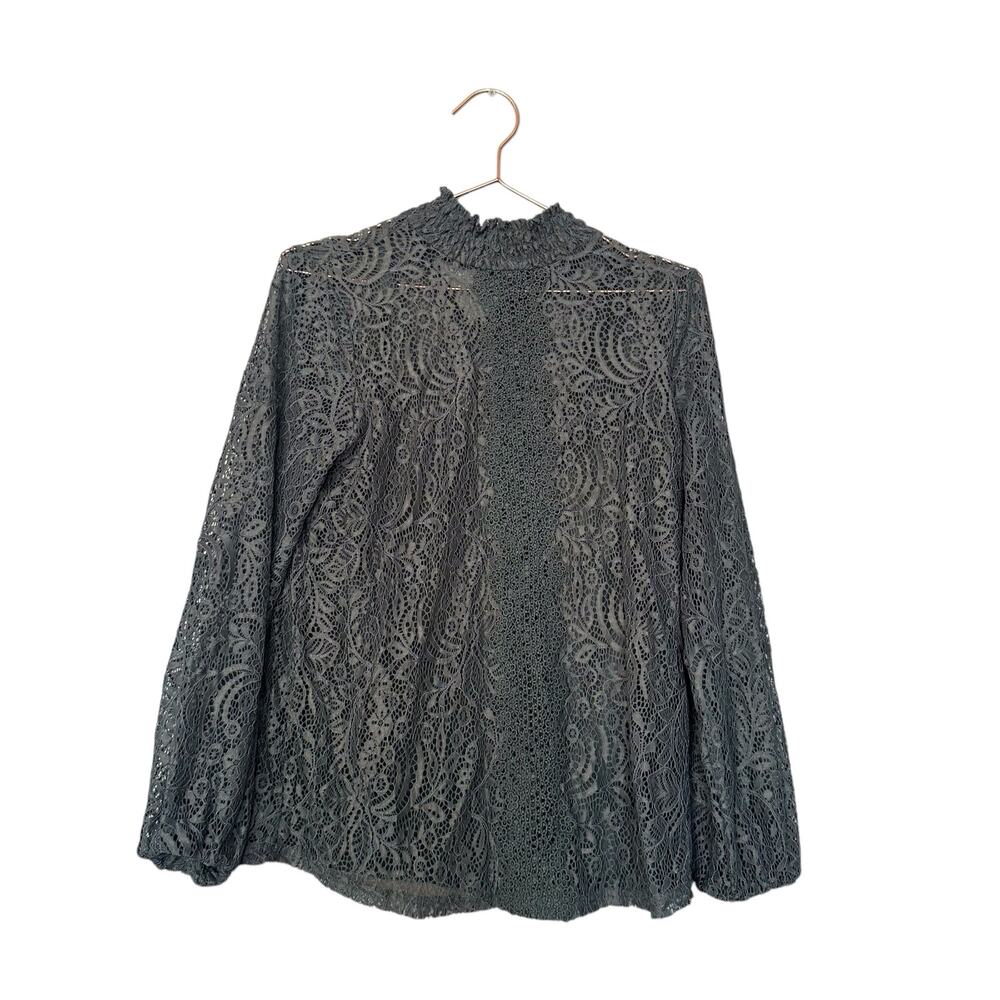 Cable & Gauge olive green lace mock long sleeve blouse size medium